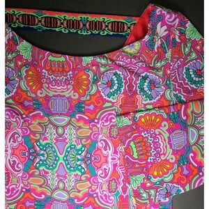 Laundry by Shelli Segal Multicolor Paisley Print Shift Dress Small 3/4 Sleeve